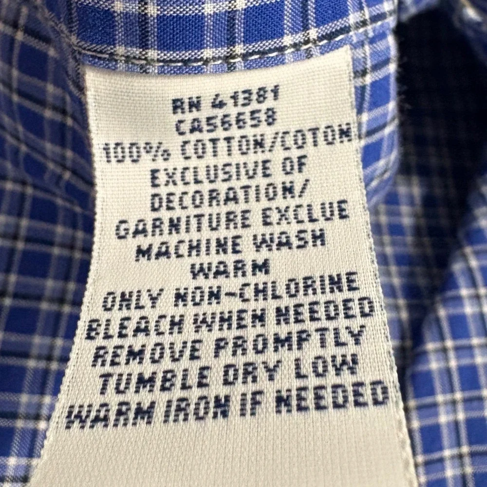 Ralph Lauren‎ Mens Custom Fit Blue Check Button Down Shirt Long Sleeve Large L